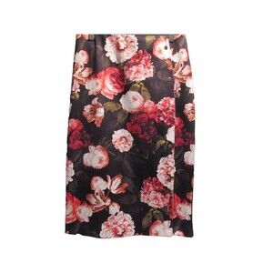 Bold Elements Women's Faux Button-Front Floral Midi Skirt – Size M – Pre-Owned